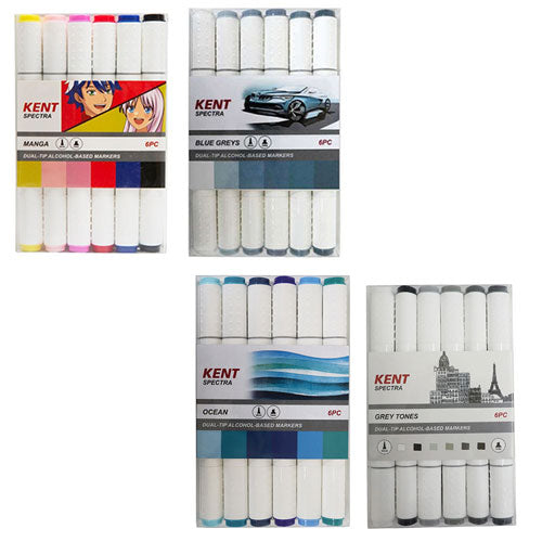 Kent Spectra Graphic Design Marker Set 6pcs - Grey Tones