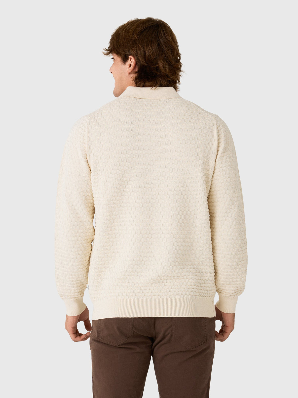 Les Deux Men's Check Structure Knitted Long-Sleeve Polo