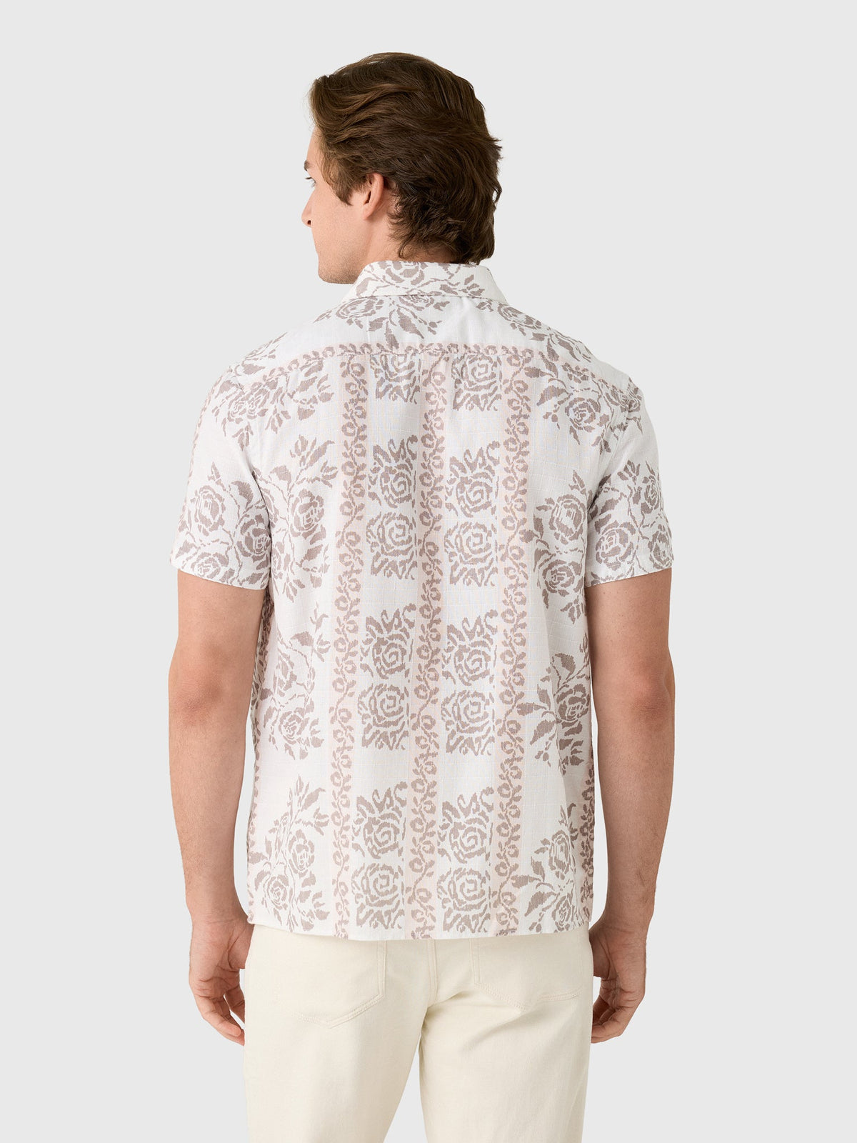 Billy Reid Men's Short Sleeve Textural Tropical Roses Treme Shirt