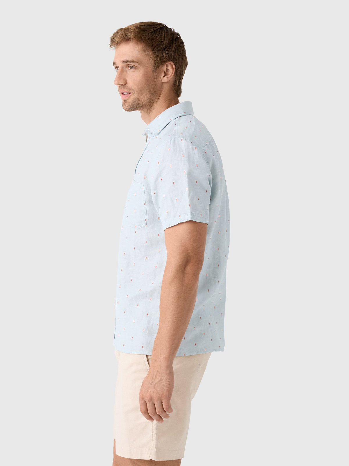 Billy Reid Men's Short Sleeve Herringbone Treme Shirt