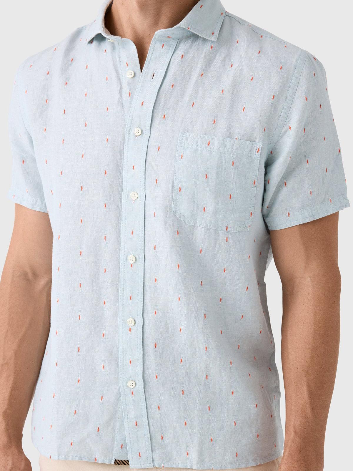 Billy Reid Men's Short Sleeve Herringbone Treme Shirt