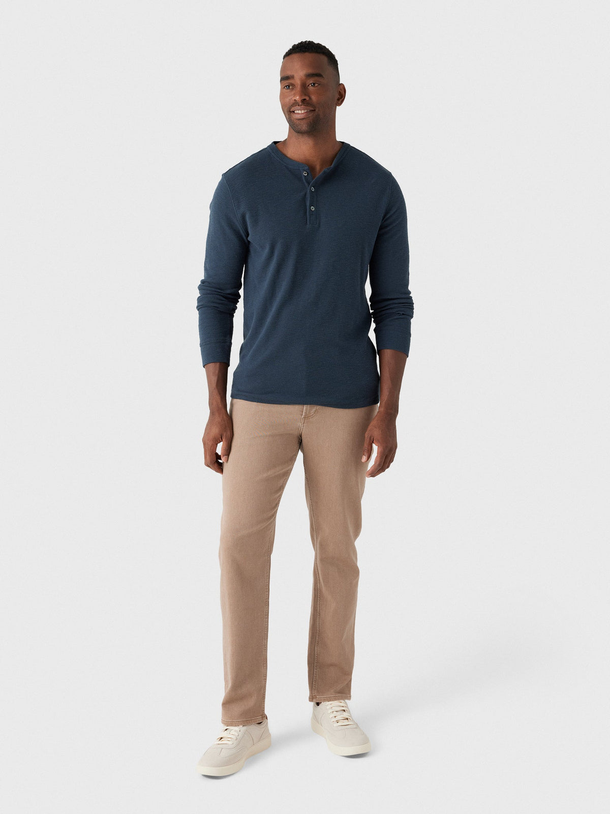Billy Reid Men's Slub Tuck Henley Shirt