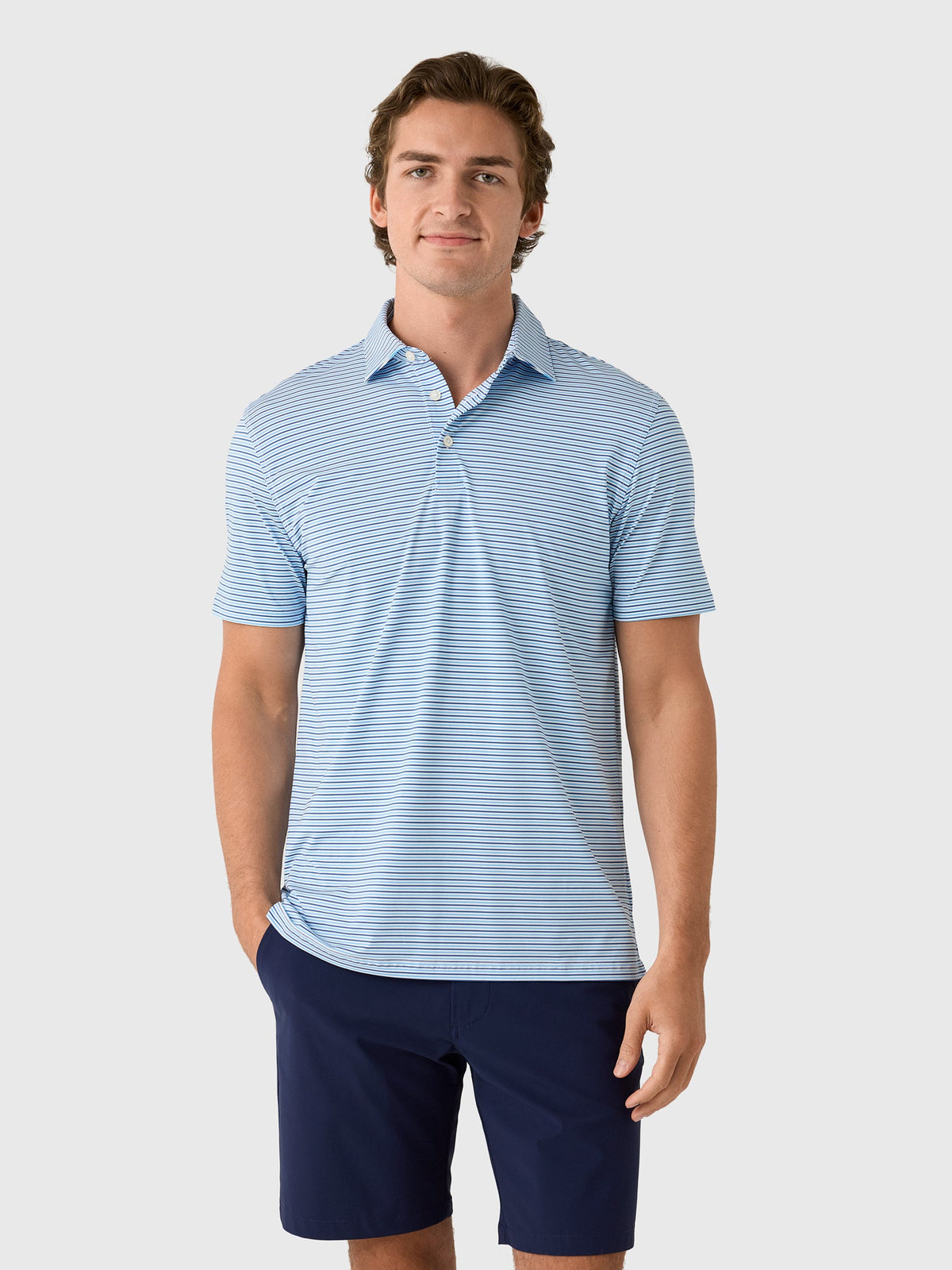Southern Tide Men's Pelican Landing Stripe Coastal Breeze Performance Polo