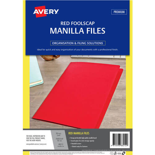 Avery Manilla Folder Foolscap (20pk) - Red