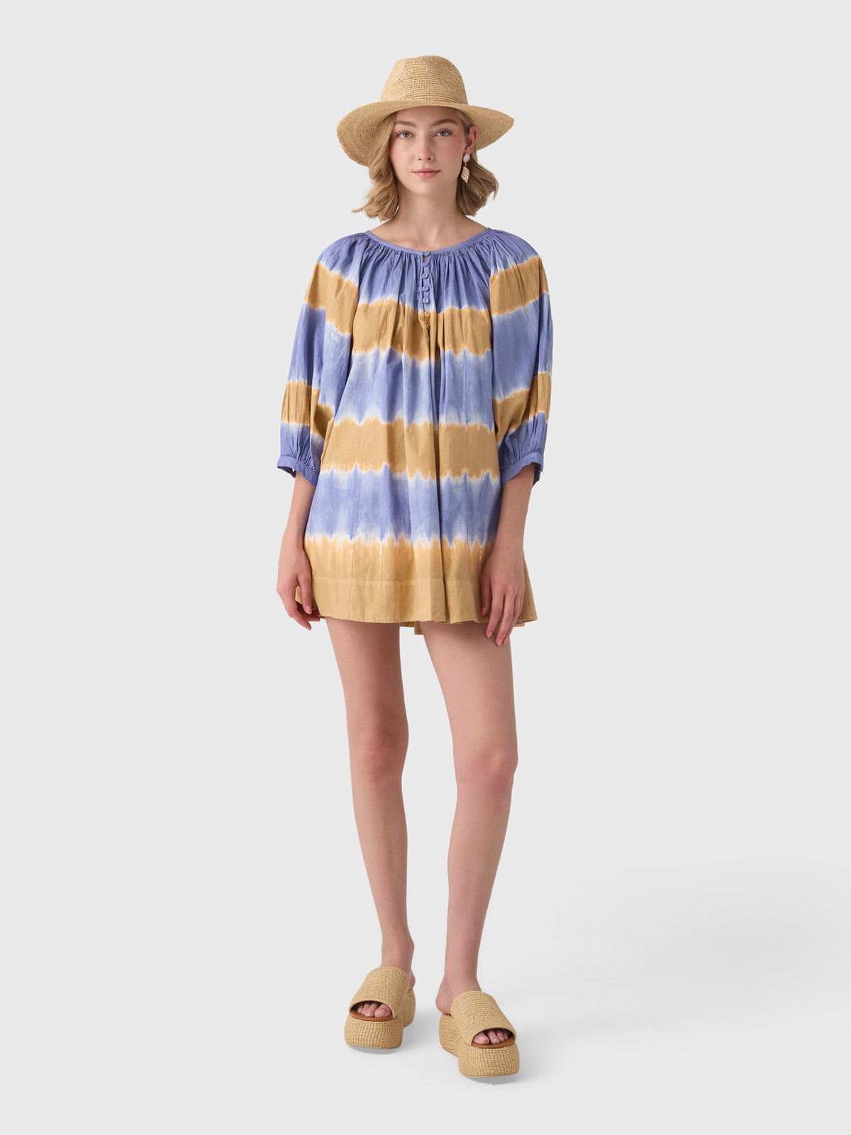 Coniglio Palm Beach Women's Shirred Half Placket Mini Dress