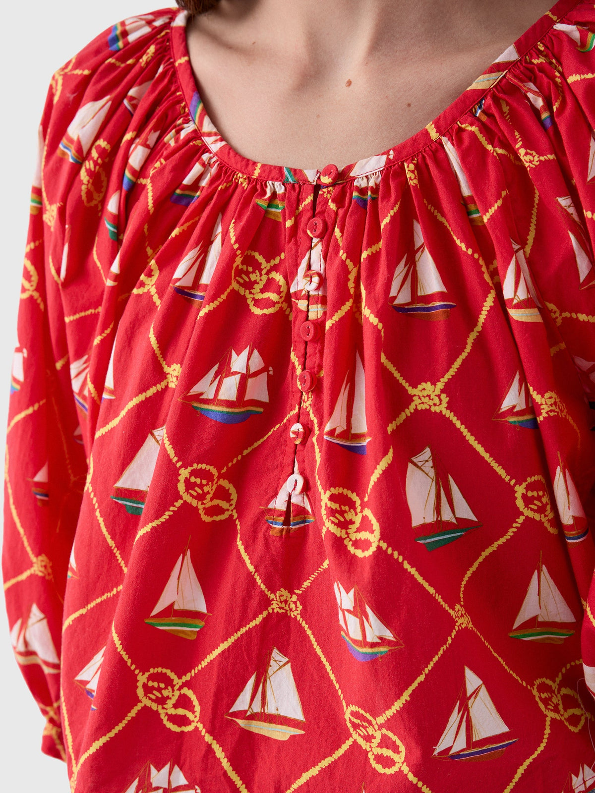 Coniglio Palm Beach Women's Cropped Shirred Half-Placket Blouse