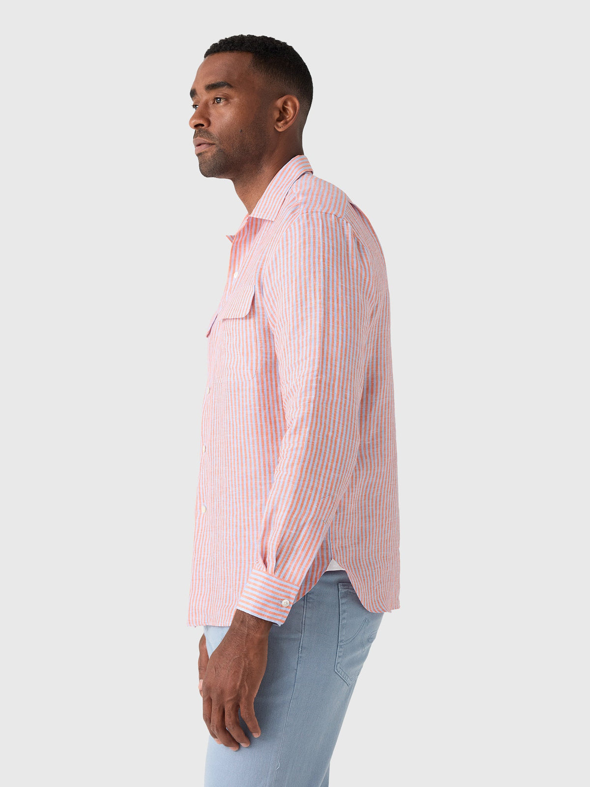 Maria Santangelo Men's Stripe Woven Camp Shirt