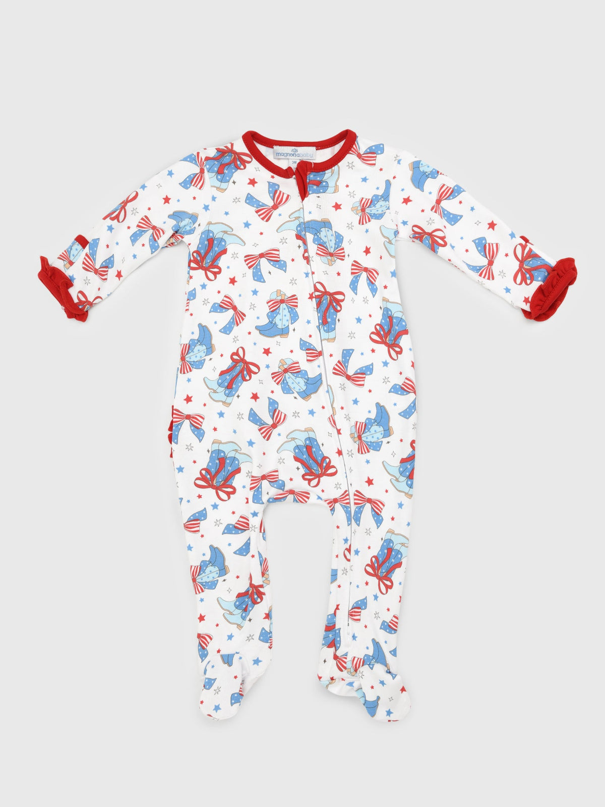Magnolia Baby Baby Girls' Firecracker Cutie Ruffle Zip Footie