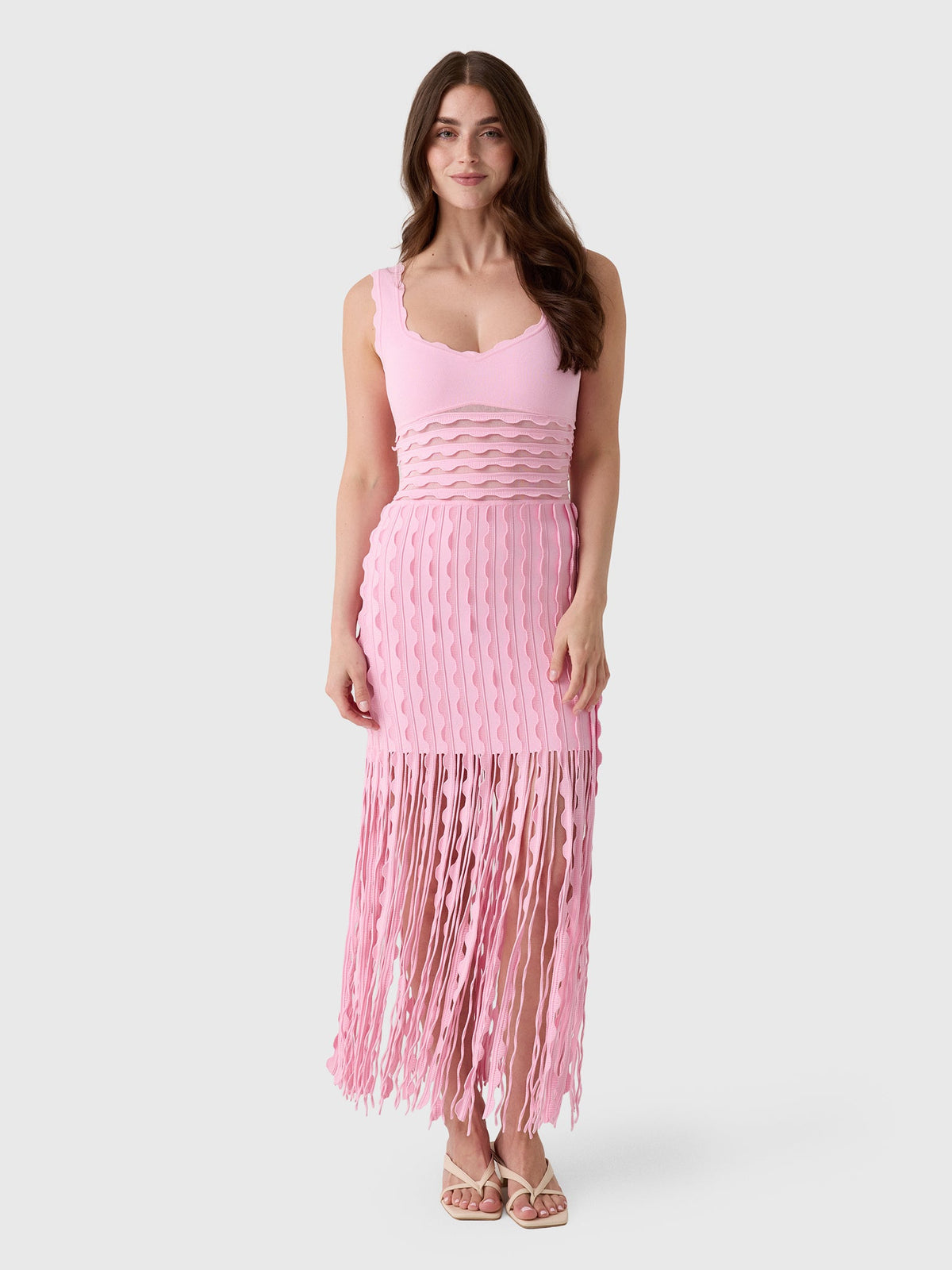 Simkhai Women's Brionne Scalloped Knit Midi Dress