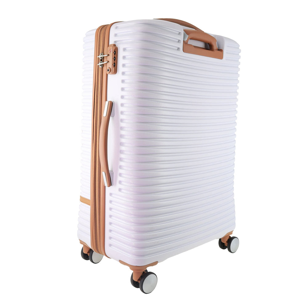 Pierre Cardin Large Hard-Shell Suitcase Travel Luggage 80cm White