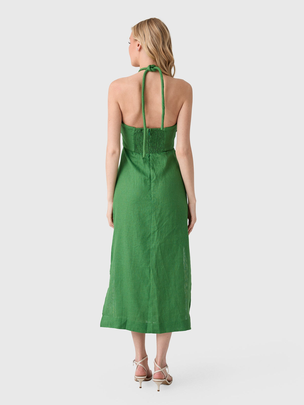 Farm Rio Women's Palm Tree Embroidery Sleeveless Midi Dress