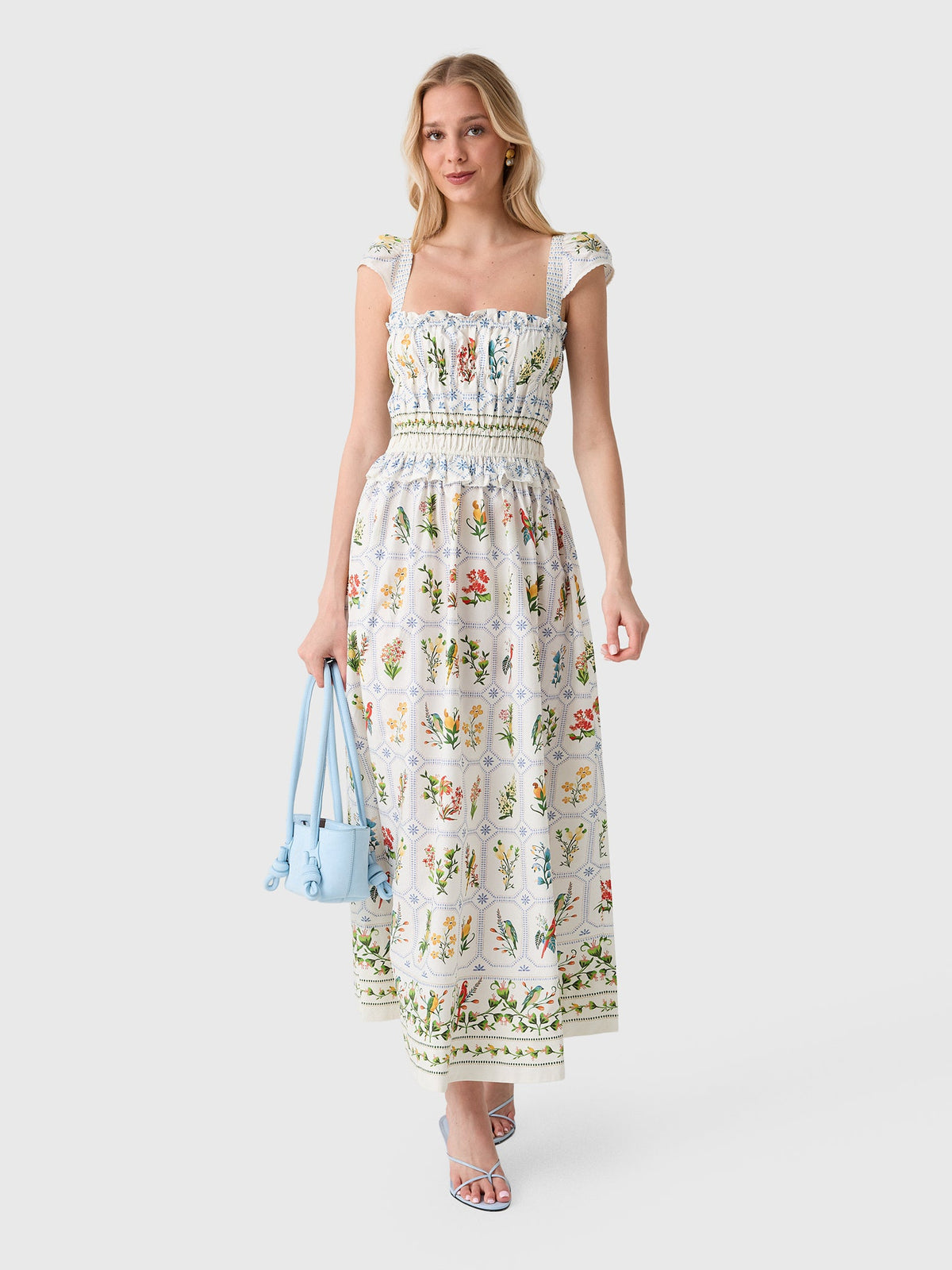 Farm Rio Women's Tropical Porcelain Maxi Dress
