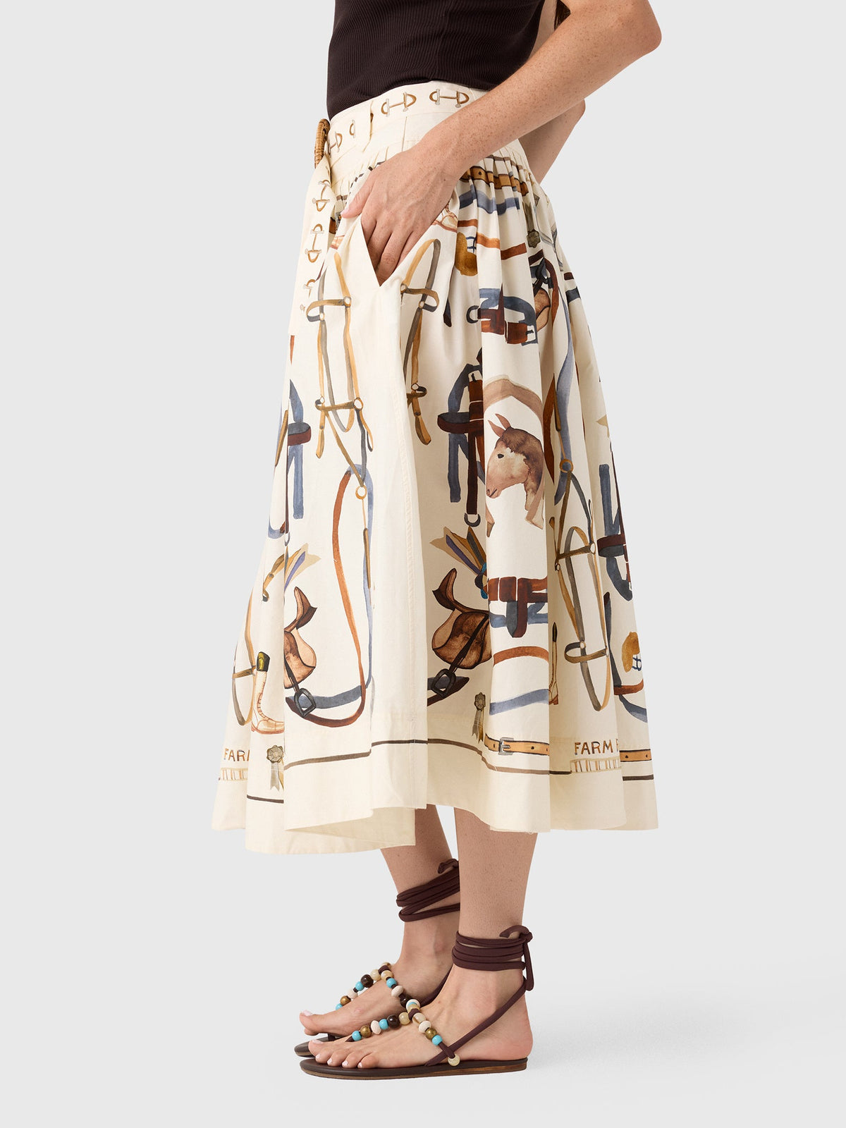 Farm Rio Women's Equestrian Scarf Maxi Skirt
