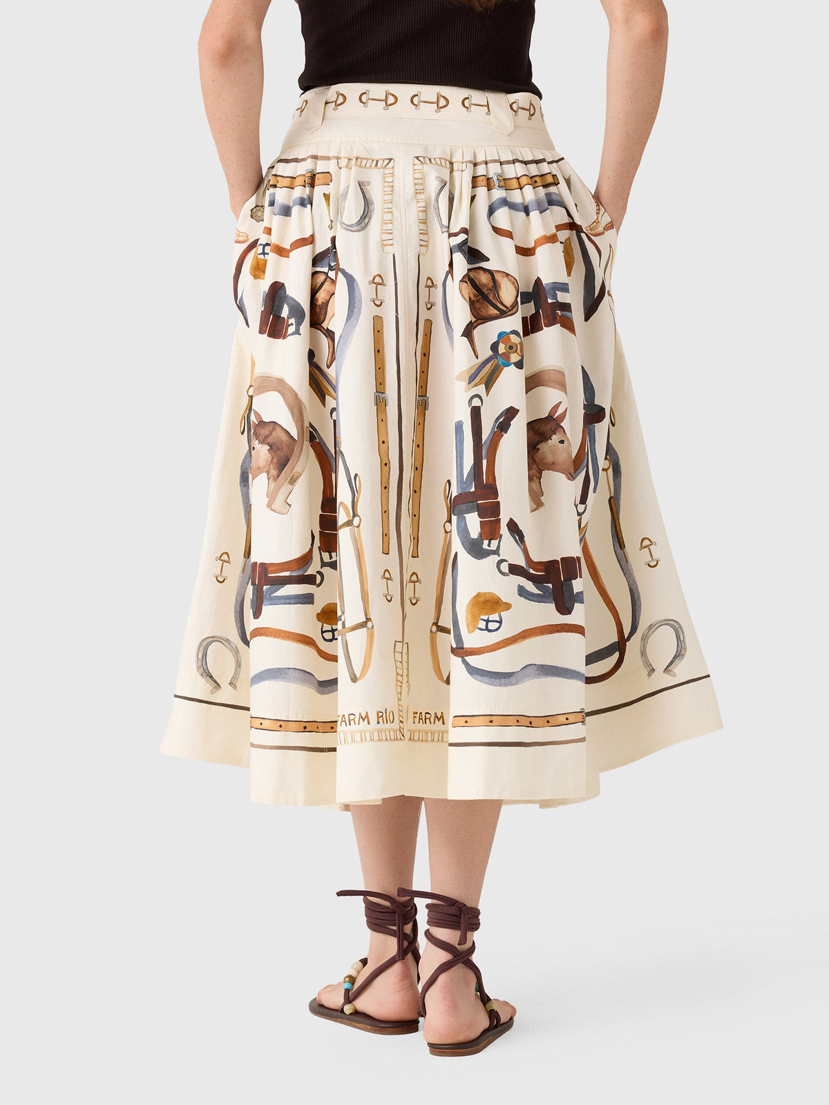 Farm Rio Women's Equestrian Scarf Maxi Skirt