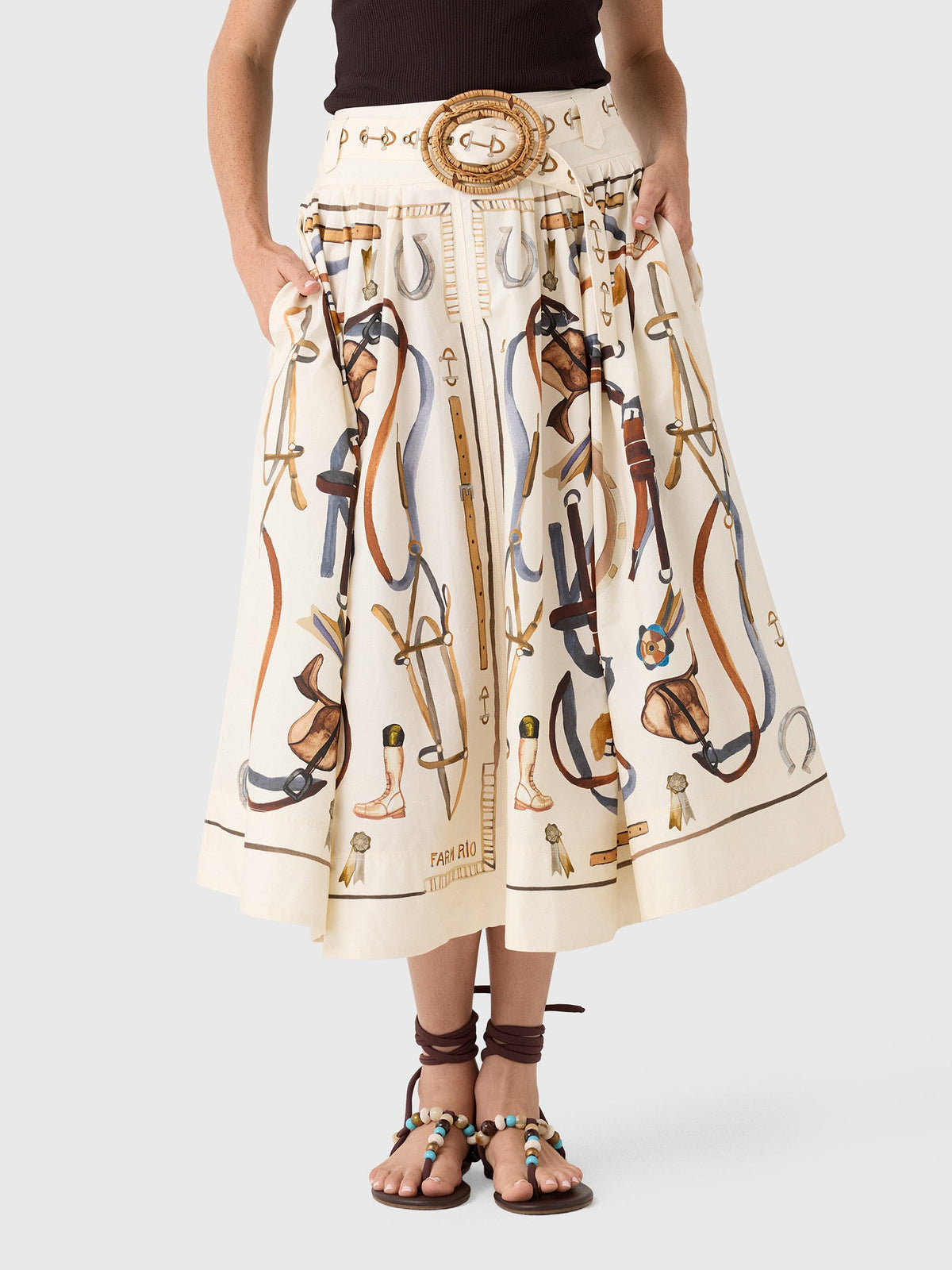Farm Rio Women's Equestrian Scarf Maxi Skirt