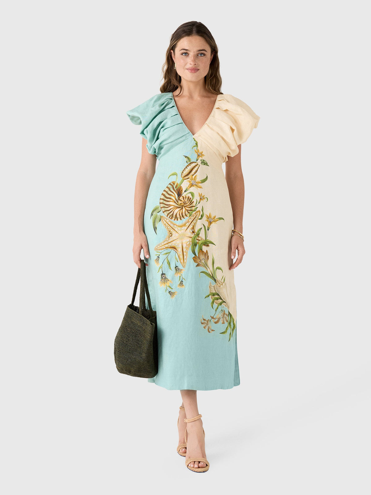Farm Rio Women's Marine Garden Midi Dress