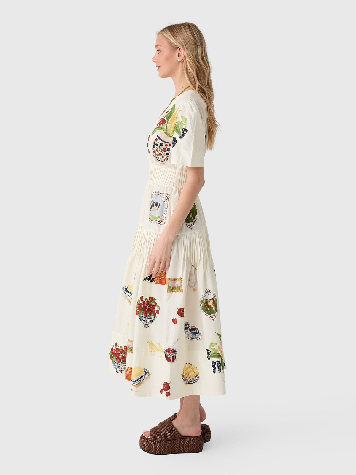 Farm Rio Women's Country Table Short Sleeve Midi Dress