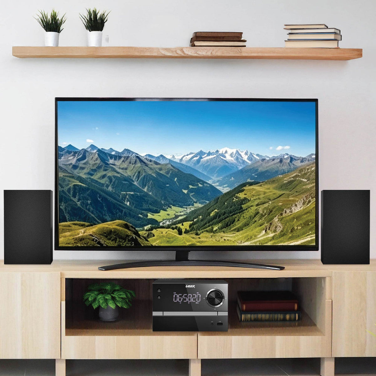 Laser CD Micro Hi-Fi System with Bluetooth (Black)