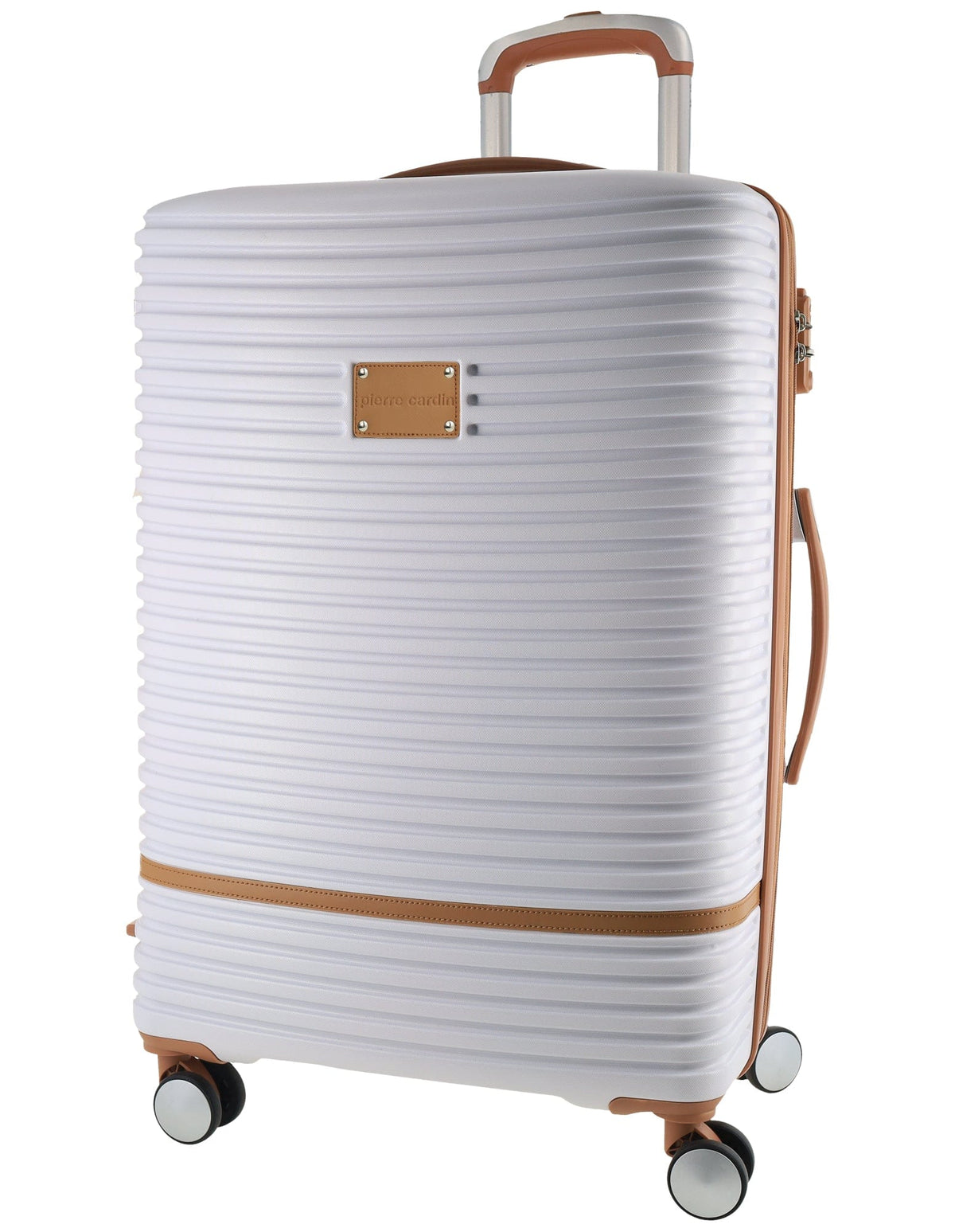 Pierre Cardin Large Hard-Shell Suitcase Travel Luggage 80cm White