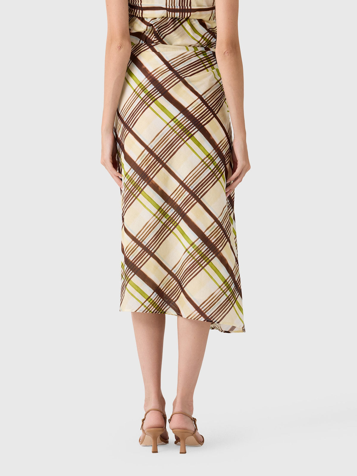 ALC Women's Jean Plaid Cotton Midi Skirt