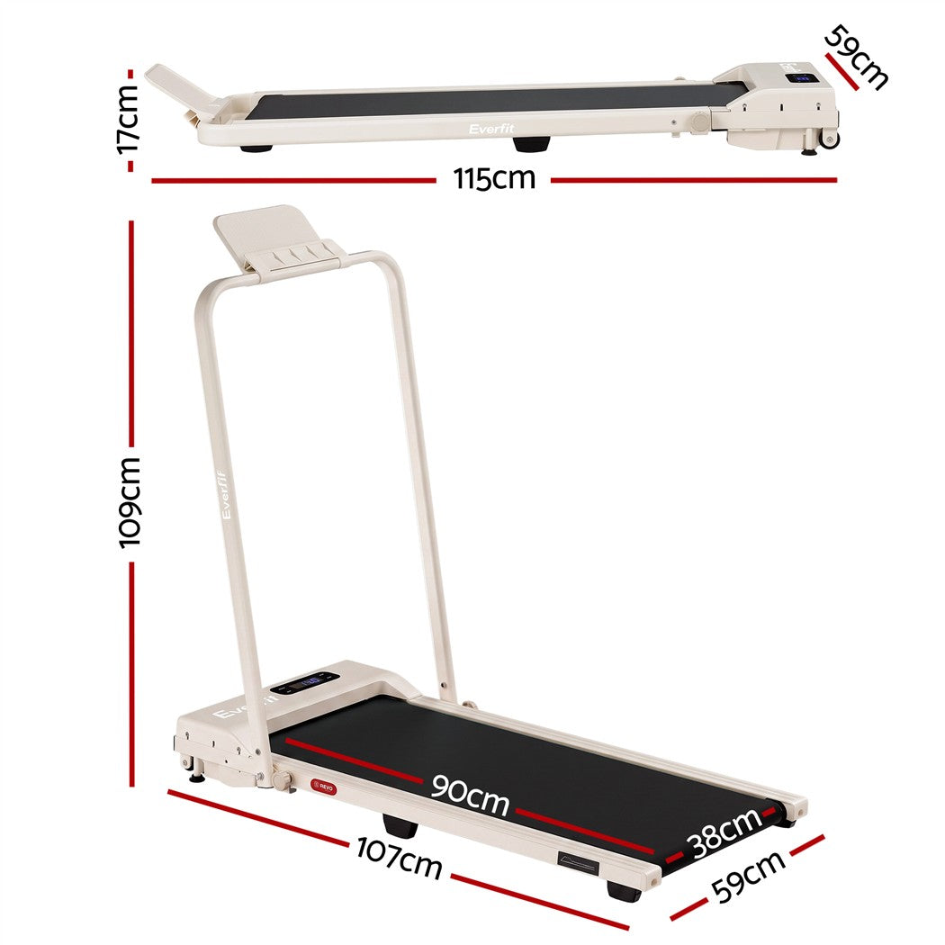 Everfit 3 in 1 Walking Pad Treadmill 12% Incline Foldable Under Desk Treadmills for Home 38cm Beige
