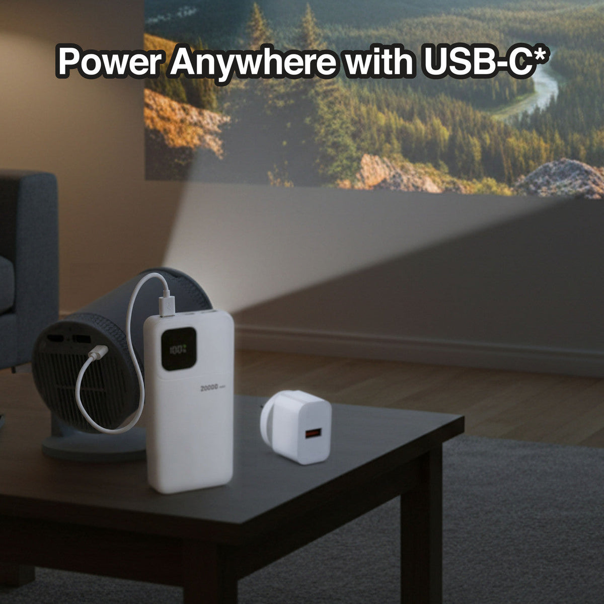 Laser Smart Portable Projector 720p with 100-inch Screen (White)