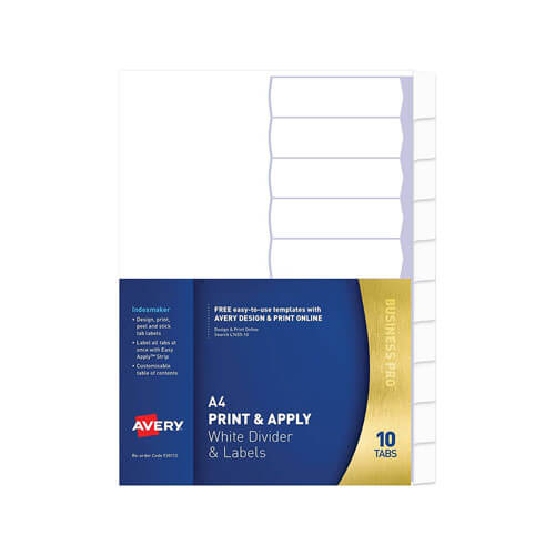 Avery Indexmaker Dividers Punched A4 - 12 Tab