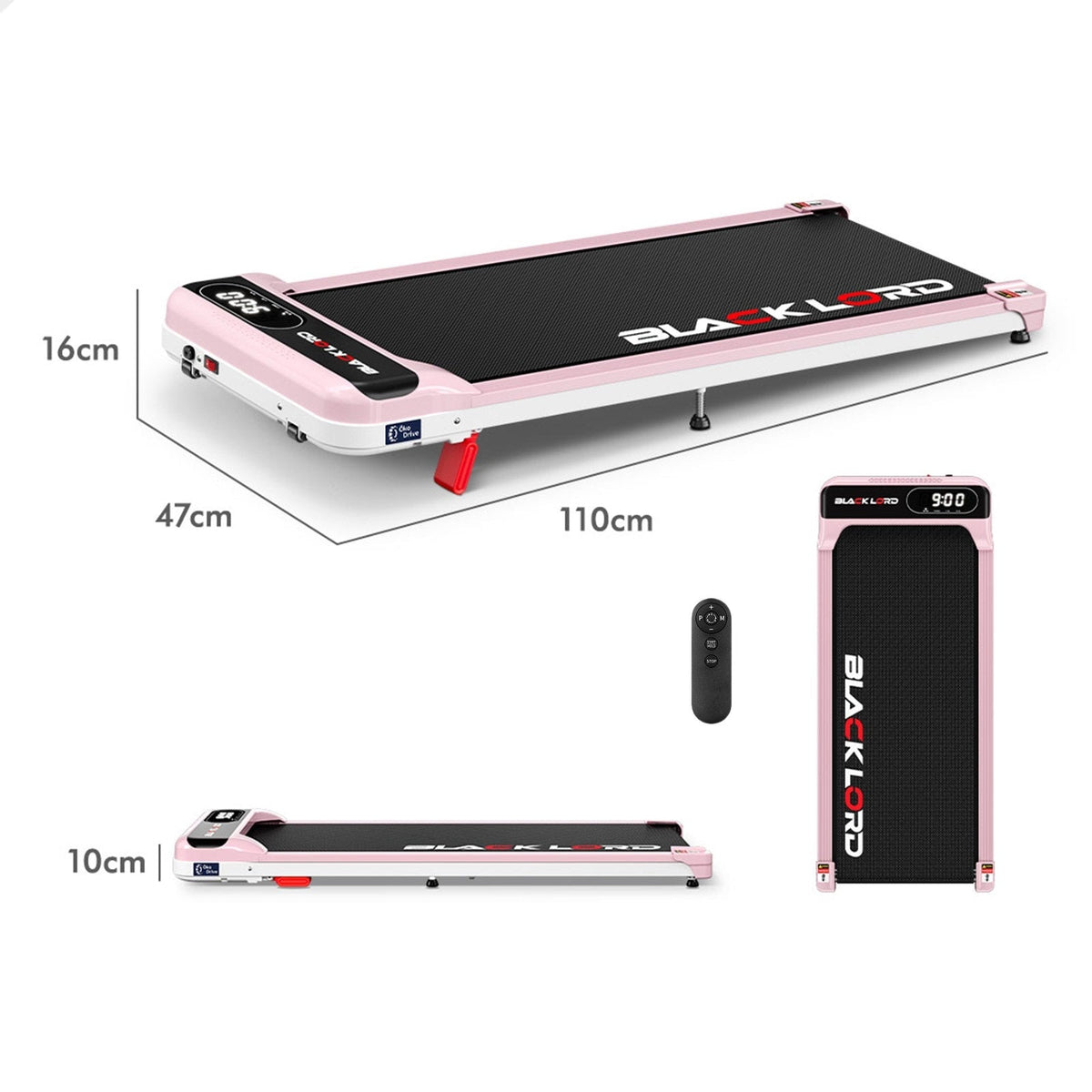 BLACK LORD Treadmill Electric Walking Pad Incline Home Gym Remote Control (Pink)