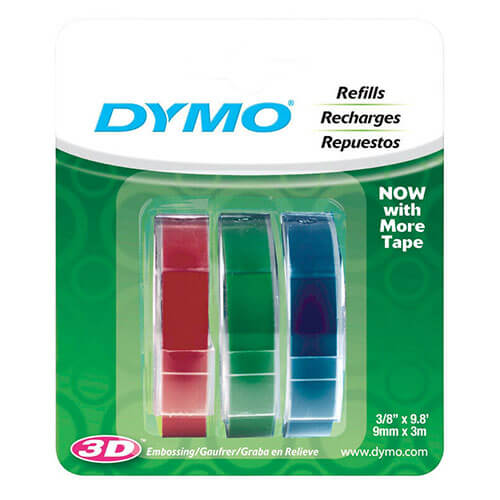 Dymo Embossing Tape Label 9mmx3m (3pk) - Black