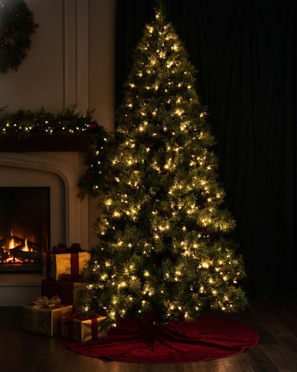 2.3m Glorious Pacific Green Dual LED Pre-Lit Tree | 1361 Tips & 550 LightsGreen with Warm White & Multi Colour