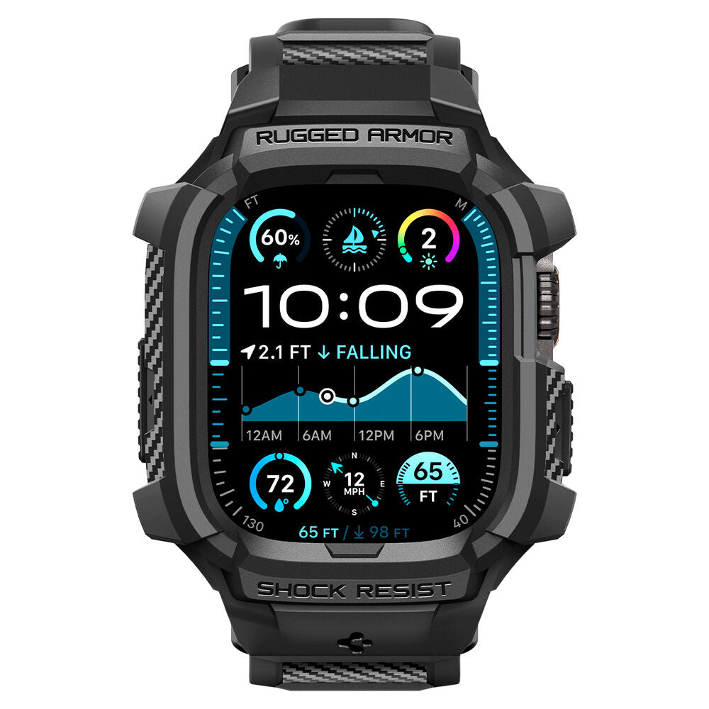 Spigen Apple Watch Ultra 4/3/2/1 49mm Rugged Armor Pro Band Case with Screen Protector (Black)