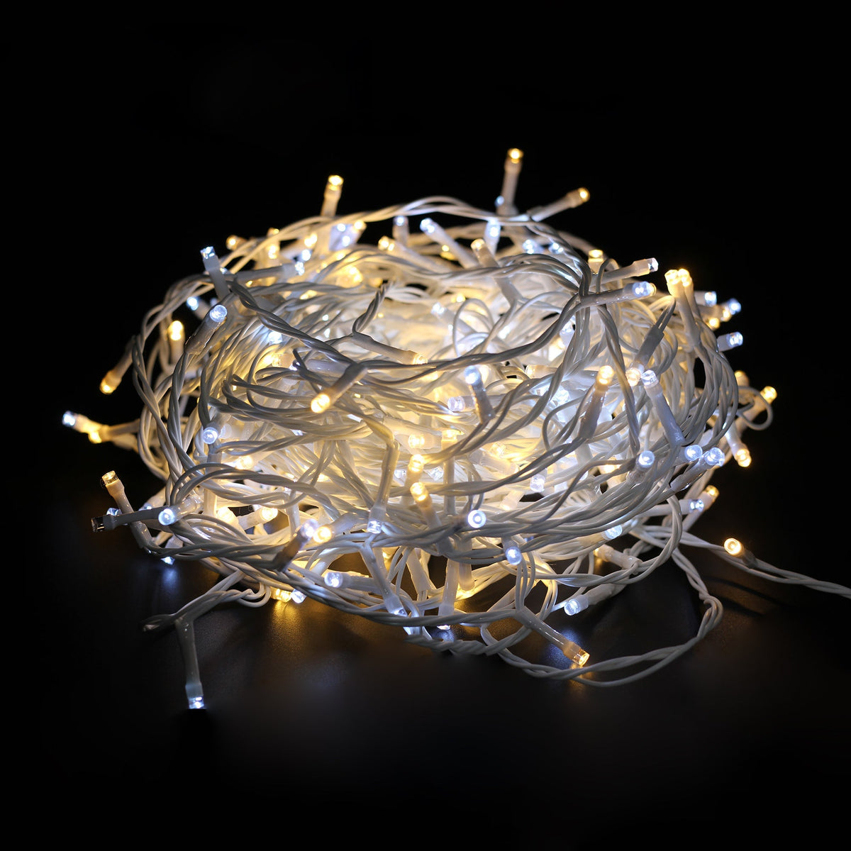 Lexi Lighting 400 Sparkle LED Connectable String Light - White Cable - Warm White + White Flicker