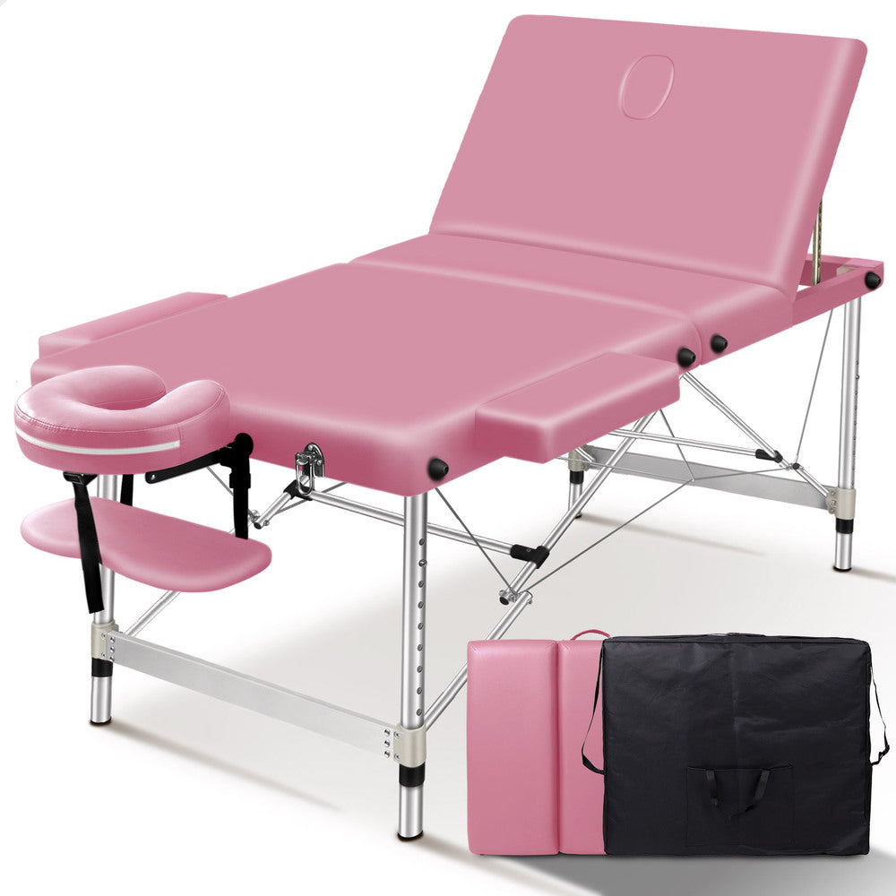 ALFORDSON Massage Table 3 Fold 85cm Portable (Pink)
