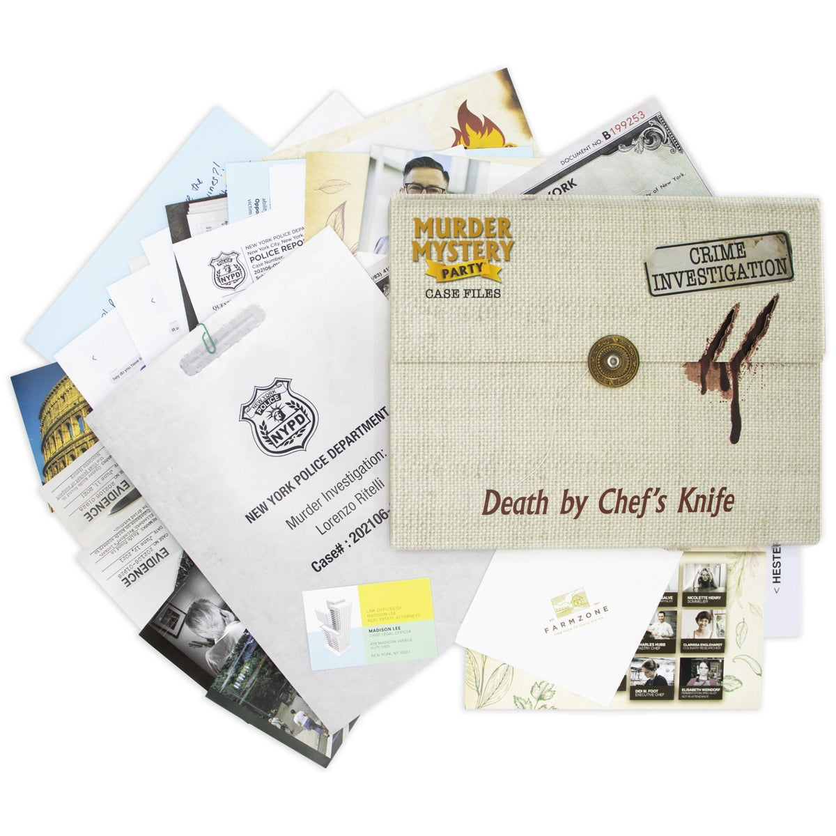 Murder Mystery Case File - Death by Chef's Knife