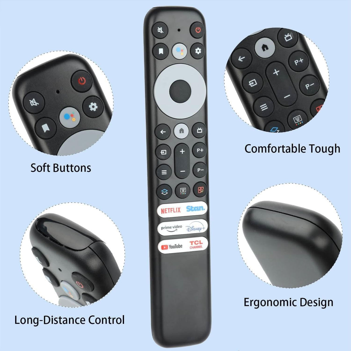 RC902V FAR1 Voice Remote Control Compatible with TCL C835 C635 X925 C735 P735 & MORE 4K & 8K Google TV4K & 8K TVs