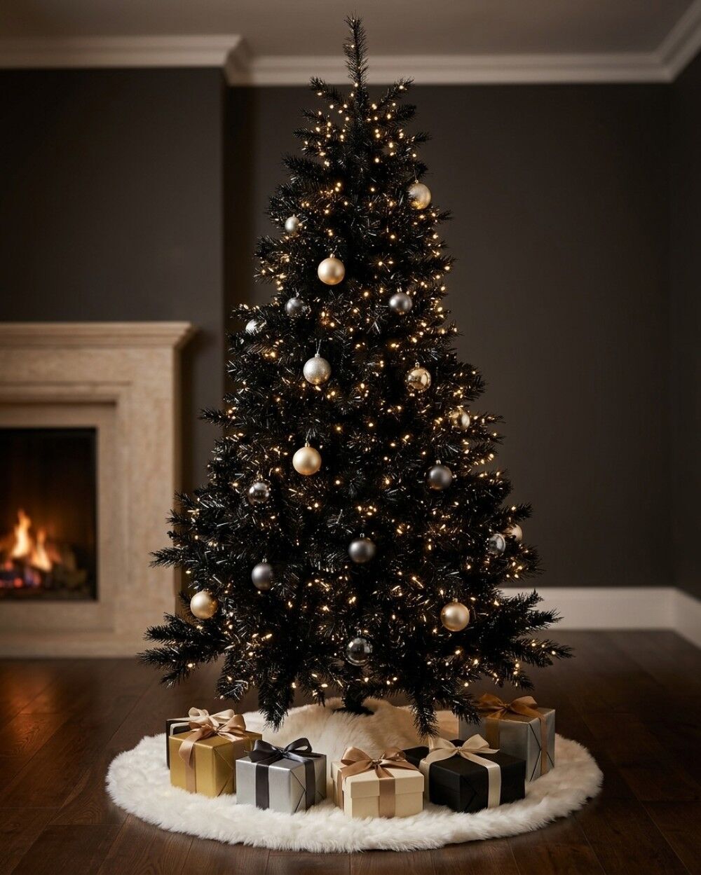 2m Black Balsam Artificial Christmas Tree | 885 Tips & Hinged Branches Black