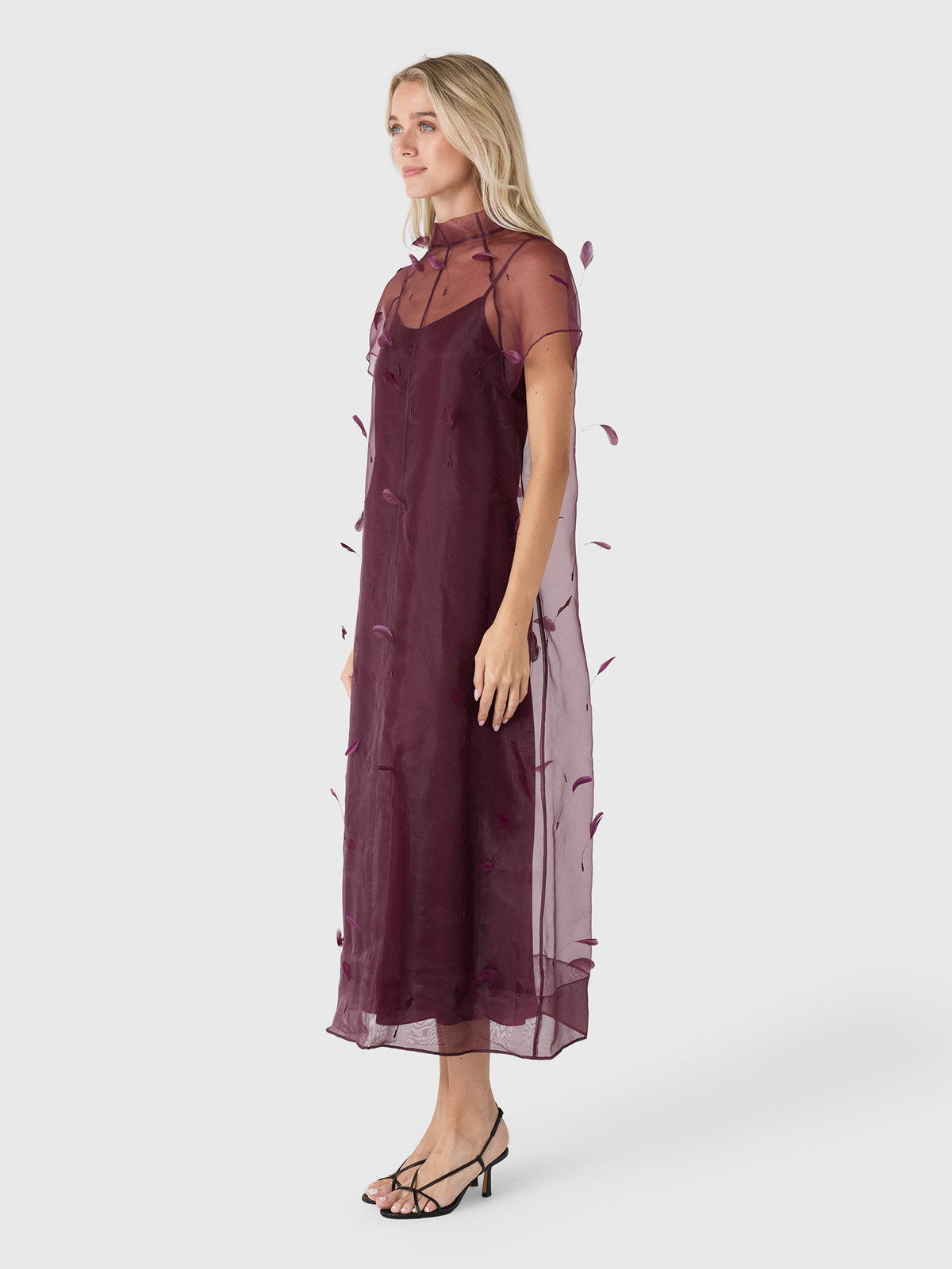 Simkhai Women's Pauline Organza Feather Midi Dress