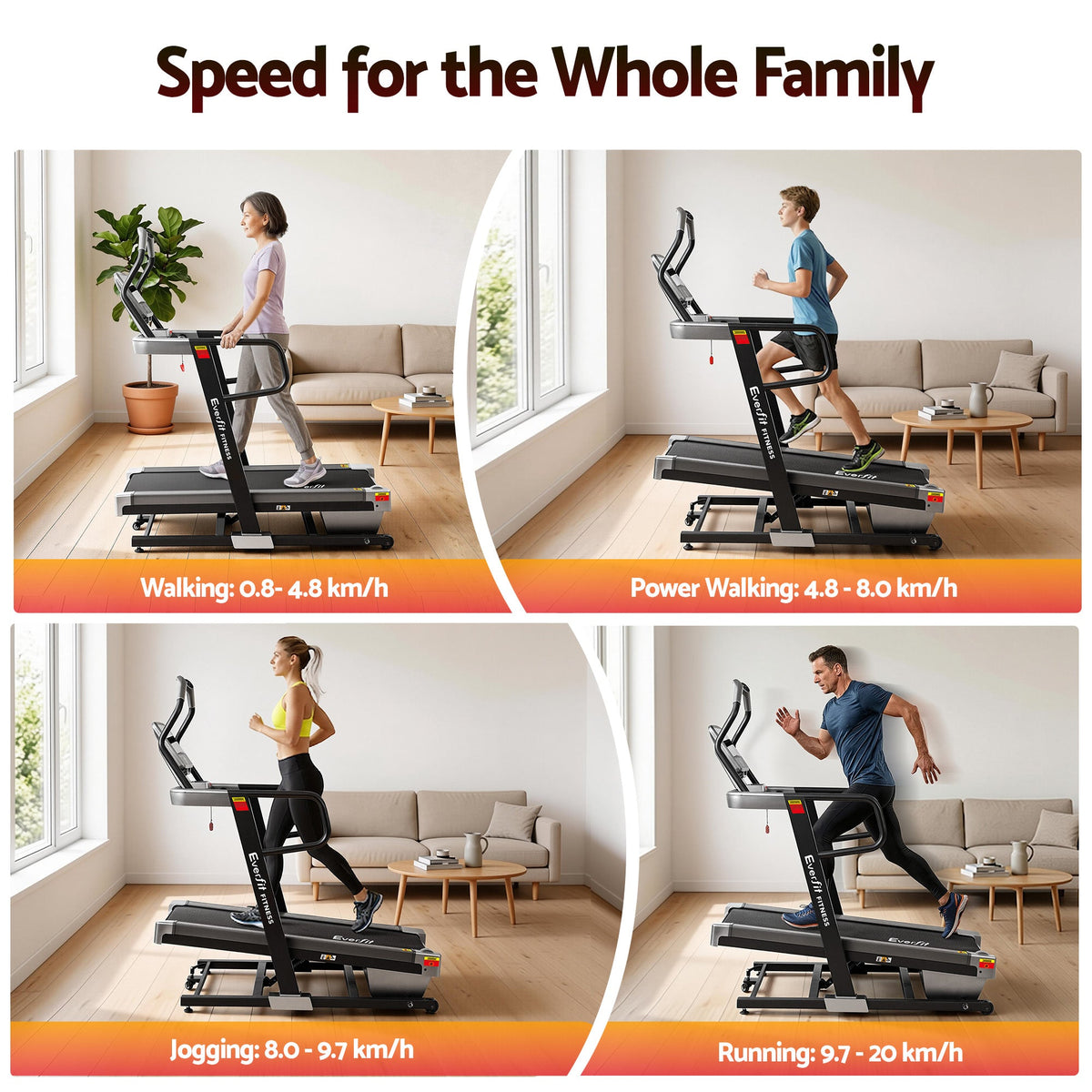 Everfit 3 in 1 Treadmill Electric Incline Trainer Professional Home Gym Fitness Machine
