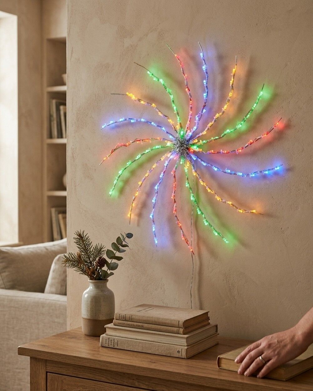 49cm Multi Colour LED Spiral Galaxy Pinwheel Light DisplayRed, Green, Orange & Blue