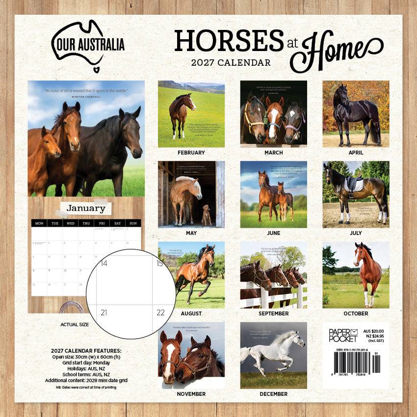 Our Australia Horses at Home Calendar 2027