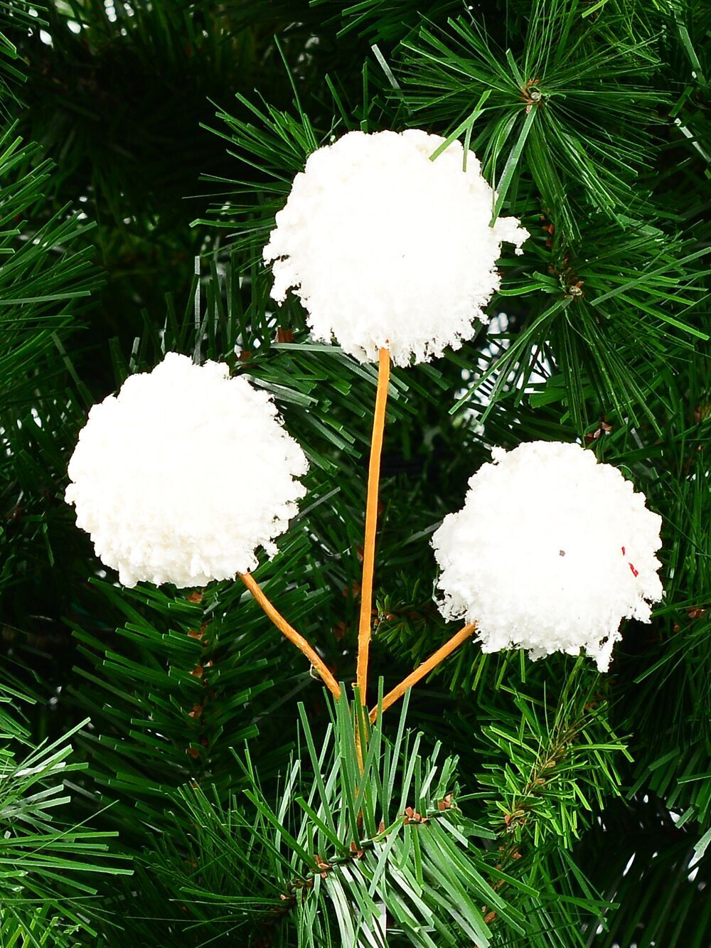White Frosted Pom Pom Snowballs Christmas Tree Clip Pick | 12cmWhite