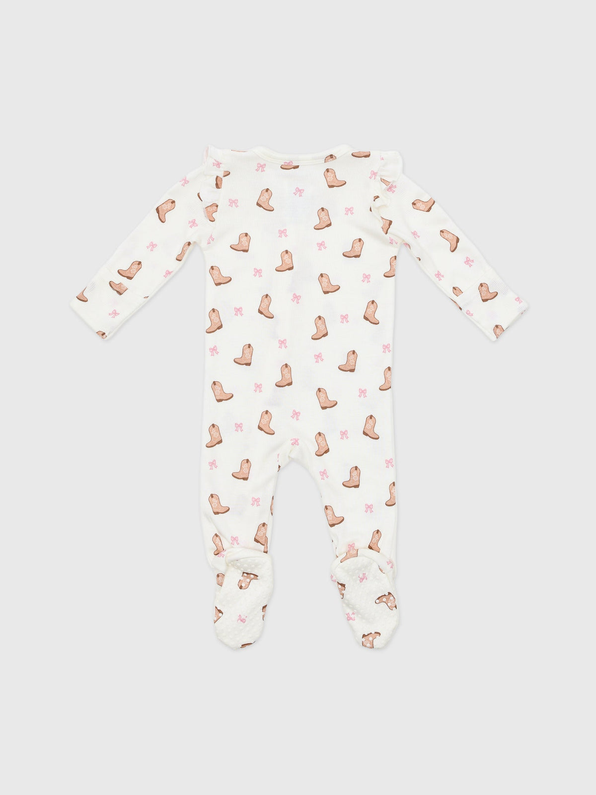 Angel Dear Baby Girls' Mini Cowgirl Boots 2-Way Zipper Ruffle Sleeve Footie