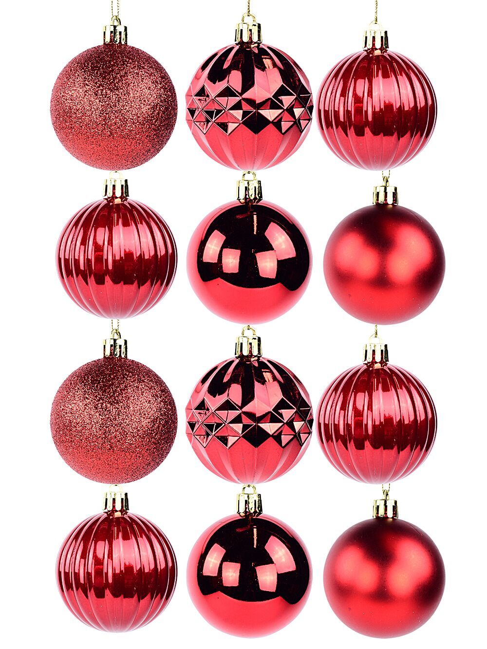 35x Red Shiny Matte Glitter & Pearl Essential Baubles | 60mmRed