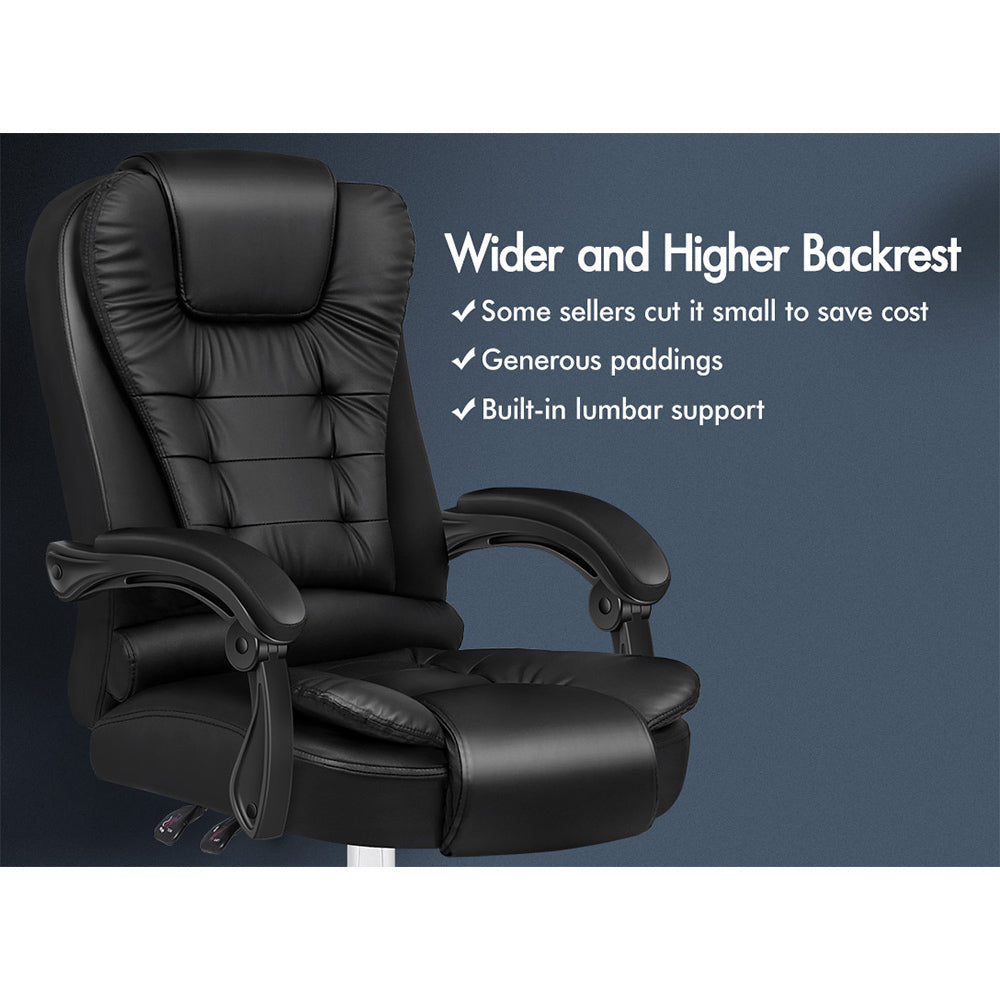 ALFORDSON Office Chair Executive Computer Recliner Seat PU Leather (Black)