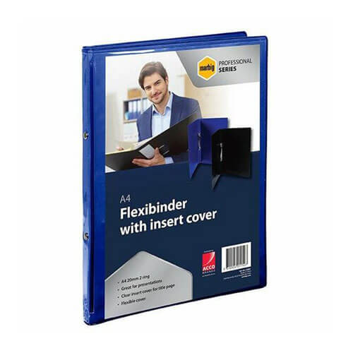 ESSELTE Marbig Flexi Binder with Clear Cover A4 2R 20mm - Black