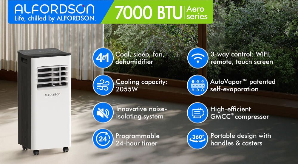 ALFORDSON 7000BTU Portable Air Conditioner (White)
