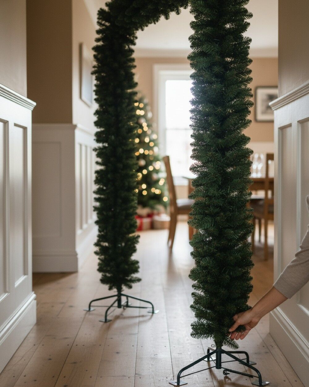 2.4m Balsam Fir Hedge Look Christmas Archway | 1200 Tips & Metal FrameGreen