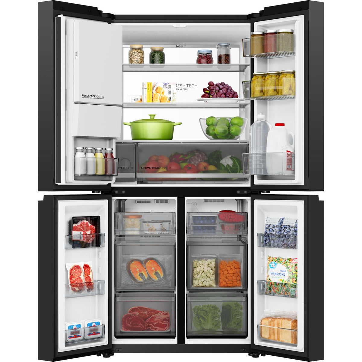 Haier HRF590YZC 550L Quad Door Fridge (Black)