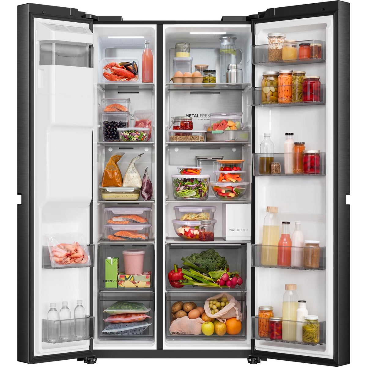 Haier HRF650XZC 650L Side-by-Side Fridge (Black)