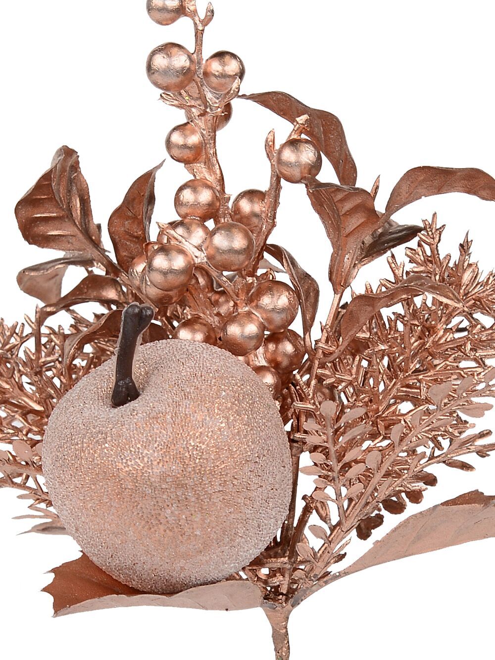 Rose Gold Apple, Berry & Assorted Foliage Christmas Tree Stem Pick | 12cmRose Gold